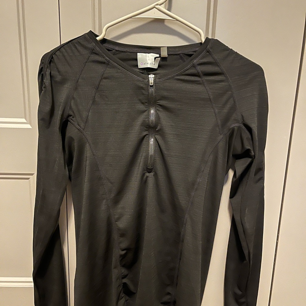 Athleta Charcoal Long Sleeve Zip Top